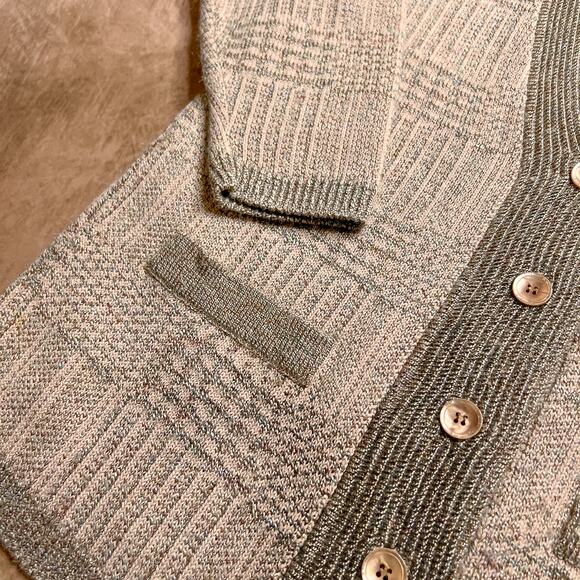 Vintage 70s The Villager Patchwork Plaid Knit Cardigan Sweater V Neck Academia - Picture 8 of 10